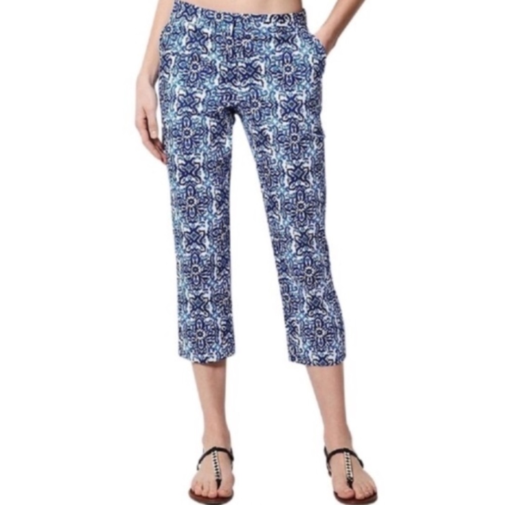 Milly For Design Nation Kaleidoscope Blue Capri Crop Pant Trouser Relaxed Fit - Picture 2 of 8